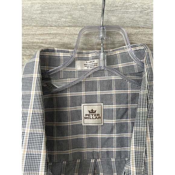 Peter Millar Shirt Mens Large Button Down Dress Shirt Blue Stripe 100% Cotton - Picture 4 of 6